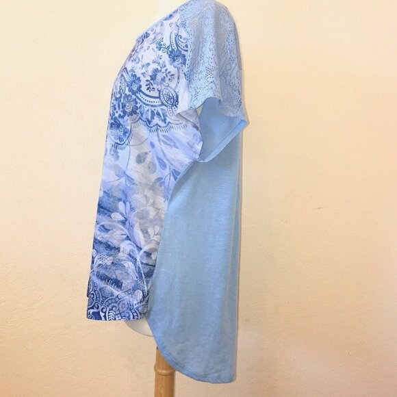 FADED Glory BOHO blue tunic top SZ XL - Picture 3 of 6